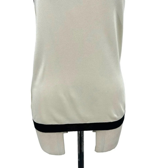 Carolina Herrera Cream Silk Black Rib‎ Trim Tank Top Size Small - Picture 3 of 8